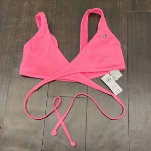 Hollister Neon Pink Wrap Swim Top